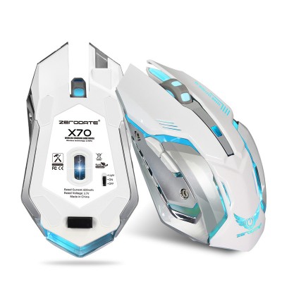 Black and White Drivers USB 6D 2.4G LED RGB Optical PC Wireless Rechargeable Inalambrico Gaming Computer Mouse